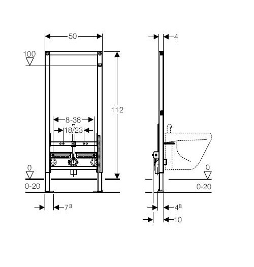 Инсталляция для биде Geberit 111.520.00.1 Duofix , высота 112 см