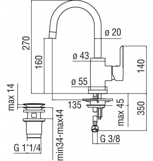 Nobili ABC Смеситель для раковины AB87338/2CR