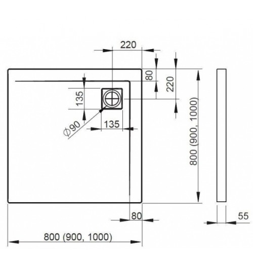 Акриловый душевой поддон Radaway Argos C 800