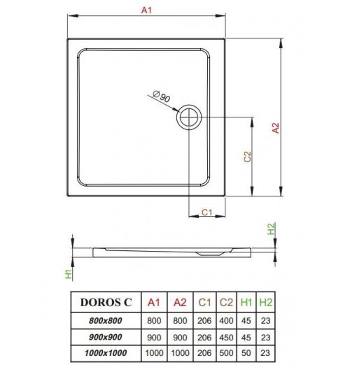 Акриловый душевой поддон Radaway Doros C 800 