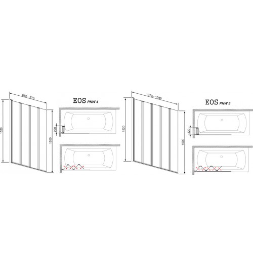 Шторка для ванны Radaway EOS PNW5 